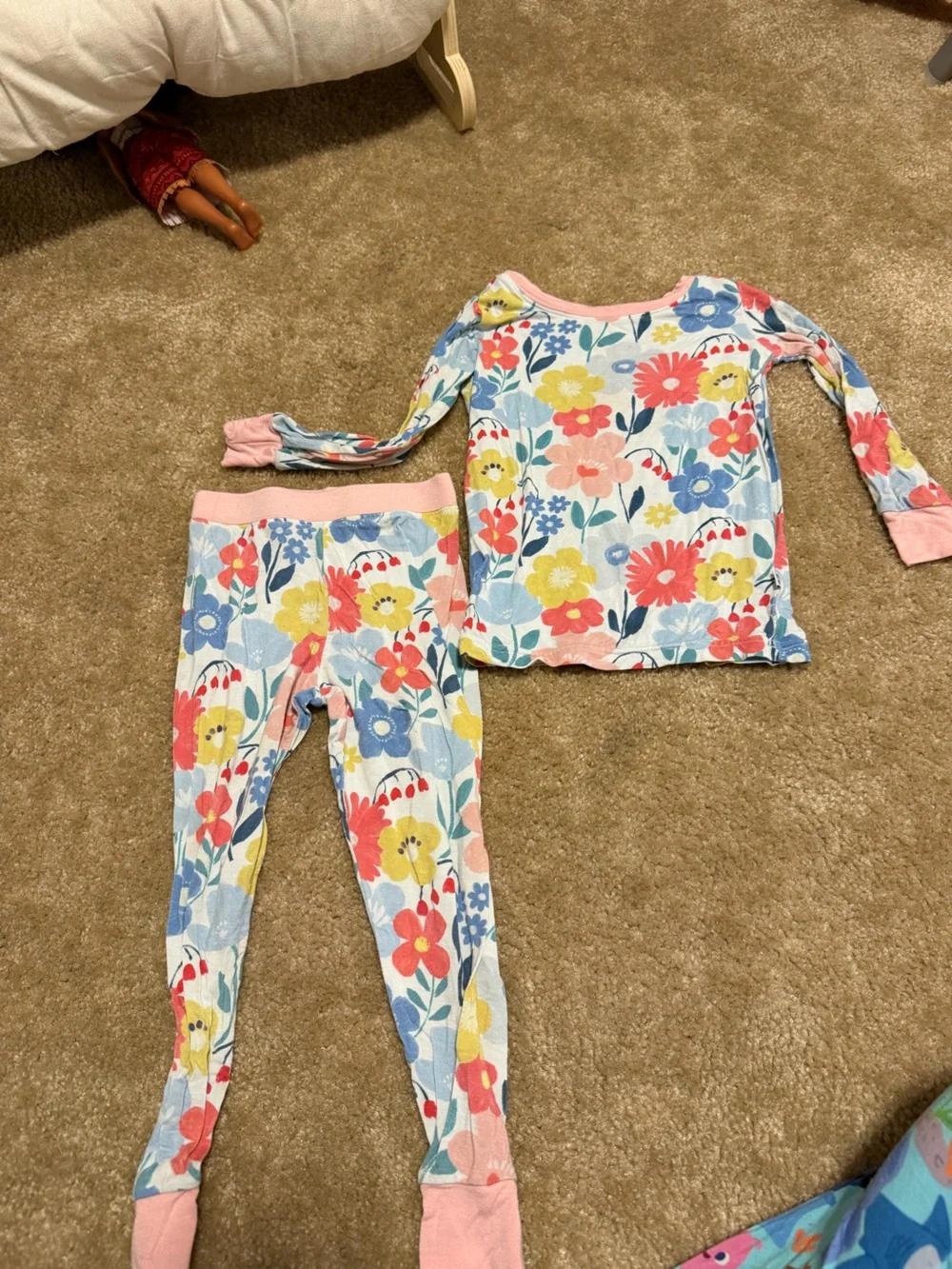 Little Sleepies Floral Pajama Set in Pink, Blue, Yellow